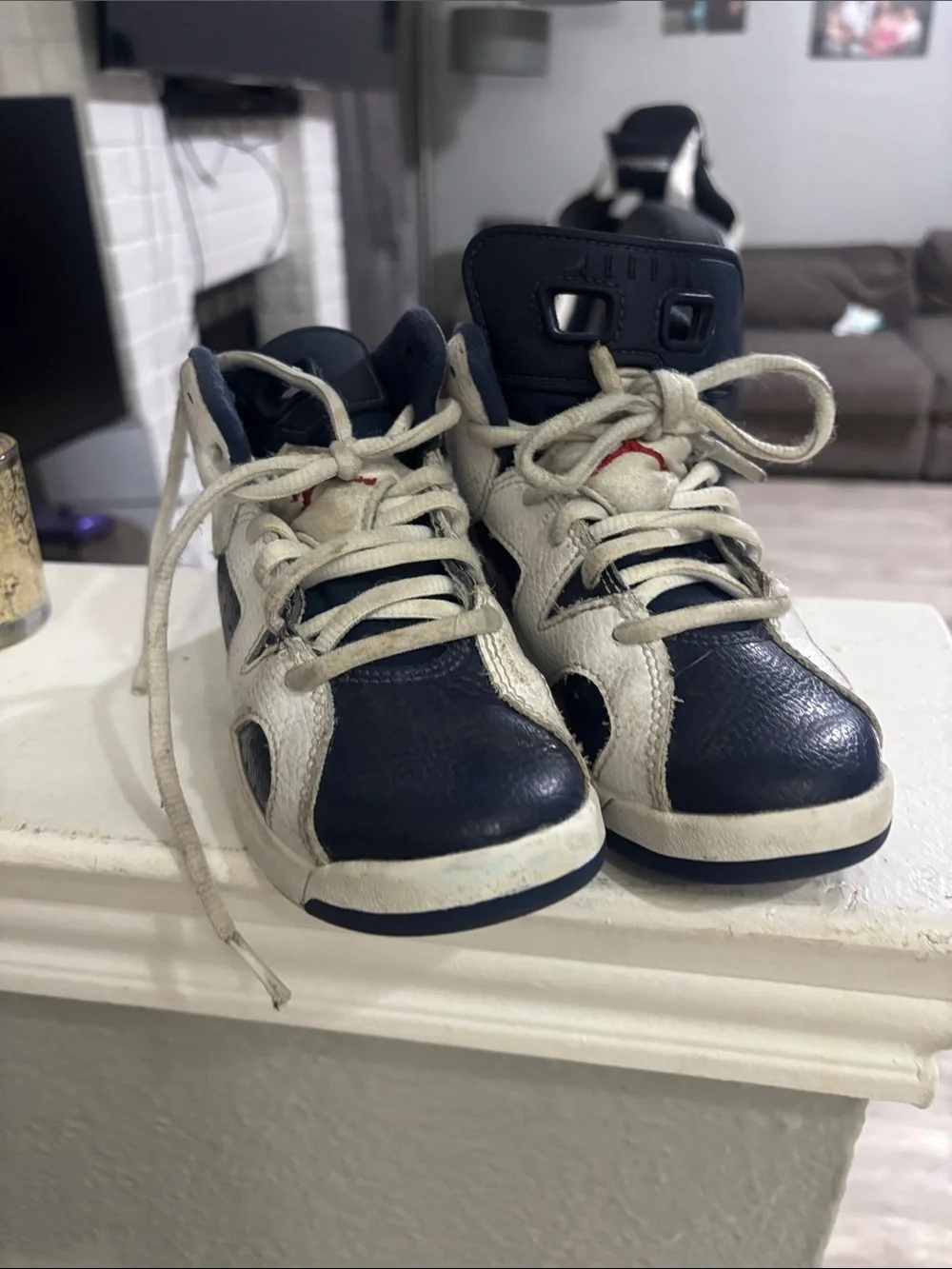 Jordan Kids Navy and White Retro Sneakers